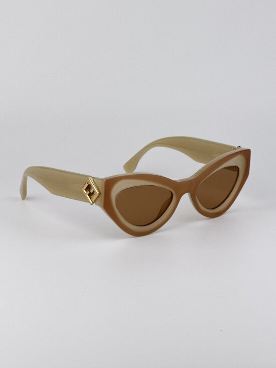 Fendi FF Diamonds FE40146I 57E Women’s Cat Eye Sunglasses – Shiny Beige / Brown main image 8
